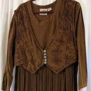 24 Karat Dress XL Brown Long Rayon Beautiful